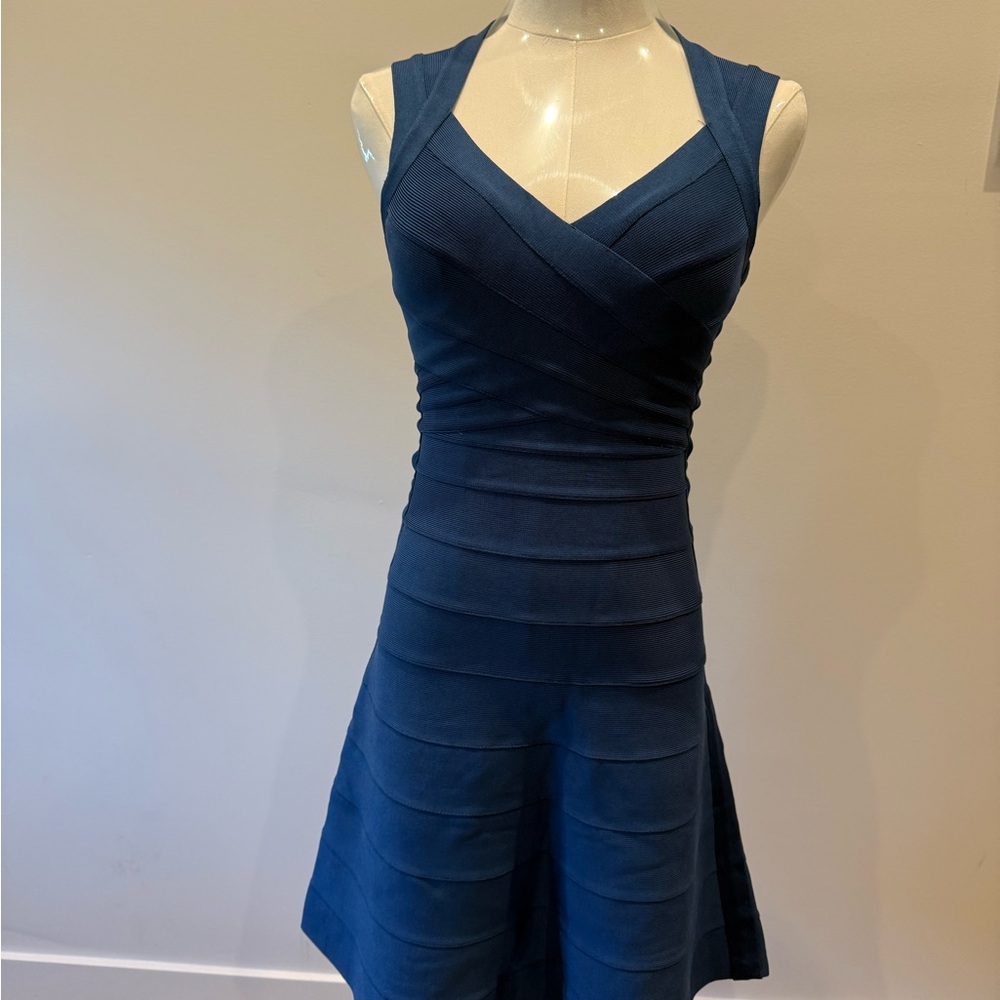 Herve Leger Navy Sleeveless Mini Dress